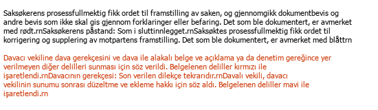 Norvégien Turc Traduction juridique Çeviri Örneği - 358