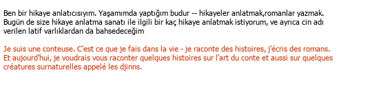 Turkish-French Literary Translation translation