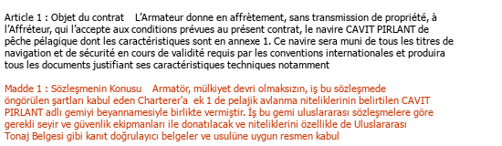 Türkçe-Fransızca Hukuki Tercüme tercüme
