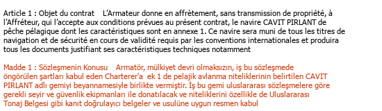 Türkische-Französische Juristische Übersetzung Übersetzung