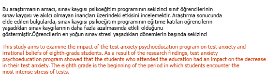 Turc Anglais Traduction académique Çeviri Örneği - 323