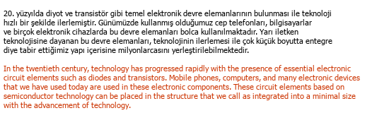 Türkisch Englisch Technische Übersetzung Çeviri Örneği - 321