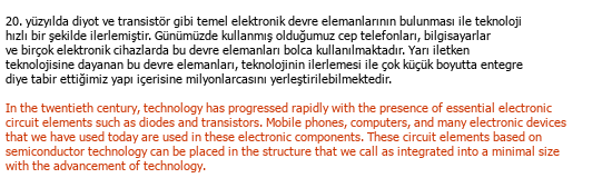 Turc Anglais Traduction technique Çeviri Örneği - 321