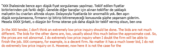 Turc Anglais Traduction commerciale Çeviri Örneği - 229
